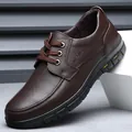 Braune Herren-Business-Freizeitschuhe aus echtem Leder zum Schnüren mit weicher Sohle - 38 / Braun