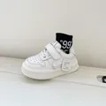 Minimalist white toddler sneakers with soft sole and adjustable velcro strap for casual wear - Size 16 (Inner Length 12.5cm) / White