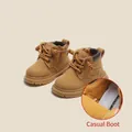 Bottines Martin style britannique pour bébés en beige, version non doublée - Taille 19 / Longueur intérieure 14.0cm / Jaune (Solide)