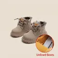 Bottines Martin beiges pour tout-petits avec fermeture éclair, style non doublé enfant - Taille 23 / Longueur intérieure 14.5cm / Gris (Non Doublé)
