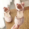 Elegant pink rhinestone dress shoes for girls with glitter bow and sparkling crystals - Size 21 (Inner Length 13.3cm) / Pink