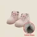 Bottines roses pour tout-petits avec doublure polaire chaude et zip latéral - Taille 16 / Intérieur 12.5cm / Bottes Martin Doublées Polaire / Rose