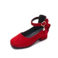 Elegante rote Wildleder Mary Jane Schuhe für Mädchen mit quadratischer Zehenpartie - Rot