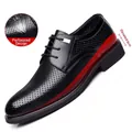 Scarpe eleganti da uomo in pelle traforata traspirante con rialzo interno di 6 cm - 37 / Nero (Traforato e Rialzo Interno)