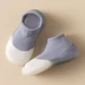 Calcetines de suelo para bebé bicolor gris y blanco con suelas de goma antideslizantes - Talla 18/19 (Longitud interna 11,5 cm) / Bloque de Color Azul