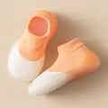 Zapatos calcetín para bebé en naranja y blanco con suelas suaves antideslizantes - Talla 18/19 (Longitud interna 11,5 cm) / Naranja Patchwork