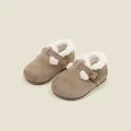 Chaussures de marche pour bébé en daim marron avec doublure en fausse fourrure blanche. - Taille 15/12.0cm / Style Doublé Polaire / Kaki