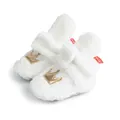 Zapatos de peluche blancos para bebé con bordado de corona dorada y suela blanda - 13cm (12-18 Meses) / Blanco