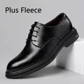 Men's black fleece-lined leather dress shoes for formal business or wedding attire - 37 / Lace-up Fleece-Lined Business Style (新28902) / Black