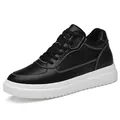 Men's black height-increasing sneakers with thick white soles and breathable design - 36 / Black