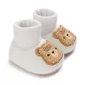 Chaussures de marche blanches pour bébés avec patch ours mignon pour garçons et filles - Blanc