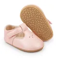 Detailed view of pink infant princess walking shoes featuring soft anti-slip rubber sole - Insole Length 11cm / Princess Style Walking Shoes (2178) / Pink