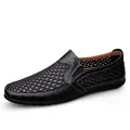 Mocasines de malla negra transpirables para hombre zapatos de conducción casuales - 2102 Negro