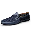 Mocasines elegantes de malla transpirable azul oscuro para hombre, zapatos de verano - 2102 Blue