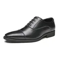 Klassische schwarze Oxford-Herrenschuhe mit Cap-Toe, weicher Sohle und Schnürung für Business - 38 / Standard-Stil / Schwarz