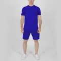 Solid royal blue men's t-shirt and shorts set for casual summer wear - M / Top And Bottom / Sapphire Blue