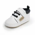 Zapatos de cuero blanco para primeros pasos de bebé con cierre de velcro - Blanco