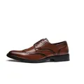 Men's brown leather Brogue Derby shoes featuring a 6cm height increasing internal lift. - 38 / Dark Brown (6cm Height Increasing)