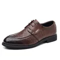 Klassische braune Derby-Schuhe für Herren aus Leder mit Lochmuster und Polierkappe - Ausgeschnitten Braun