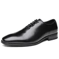 Elegantes zapatos Oxford de cuero negro para hombre, ideales para trajes de oficina - Negro