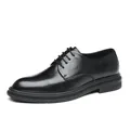 Scarpe classiche in pelle nera da uomo per il business con finitura testurizzata - 37 / Stile Business Stringato (新28902) / Nero Quattro Stagioni