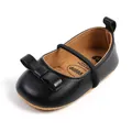 Scarpe primi passi Mary Jane nere per neonata con fiocco e cinturino elastico, scarpe da principessa - 11cm (0-6m) / Nero D