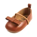 Scarpe da passeggio classiche marroni per neonata principessa con suola morbida e fiocco decorativo - 11cm (0-6m) / Marrone D