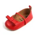 Scarpe da principessa rosse eleganti per neonata con fiocco e suola morbida - 11cm (0-6m) / Modello a fiocco / Rosso