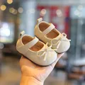 Beigefarbene gesteppte Baby-Prinzessinenschuhe mit Schleife und weicher Sohle für Mädchen - Beige