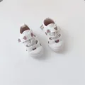 Niedliche weiße Canvas-Kinderschuhe mit Bärenmuster und praktischem Klettverschluss - 13.0 (Innenlänge 13cm) / Einzelne Schnalle Herz Bär