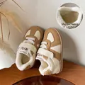 Toddler fleece-lined sneakers with soft sole and hook-and-loop closure - Size 30 (19.0cm) / Khaki (Fleece Lined)