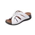 Elegant comfortable white slide sandals with knot detail and cutout design for women - White