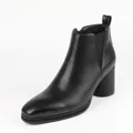 Sleek black high-heeled Chelsea boots with elastic side panels and chunky block heel. - 40 / Black