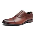 Chaussures richelieu classiques en cuir marron pour hommes style habillé chic - 38 / Talon en Bois Semelle Composite / Brun Rouge