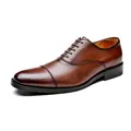 Chaussures richelieu en cuir marron de qualité supérieure pour homme avec dégradé - 38 / Semelle Souple en Caoutchouc Moulé / Brun Rouge