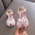 Glitzernde rosa Prinzessinnenschuhe für Mädchen mit Strass-Schleife und Perlenriemen. - 21-25 (Set von 5 Paaren) / Rosa