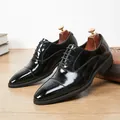 Classic black patent leather cap-toe Oxford shoes for men's formal business wear - 38 / Black