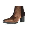 Elegant brown velvet Chelsea boots for men with black block heel and sleek finish. - 40 / Brown