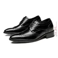 Elegant black leather brogue elevator dress shoes for men with a hidden 6cm height boost - 38 / Height Increasing / Black