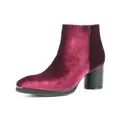 Elegant wine red velvet high heel ankle boot featuring a chunky black block heel - 40 / Burgundy