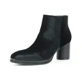 Elegant black velvet ankle boot featuring a chunky high heel and side zipper closure - 40 / Black