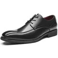Classic black men's lace-up Derby shoes designed for formal business and office wear. - 38 / Derby Shoes / Black