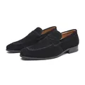 Mocassins penny en daim noir pour hommes, chaussures élégantes de style business - Noir