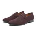 Mocassins classiques pour hommes en daim marron avec bride, design professionnel élégant - Café