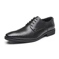 Men's premium black embossed leather derby shoe for formal business wear and professional style - Black