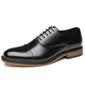 Classic black cap-toe Oxford dress shoes for formal business and wedding occasions - 39 / Cap-Toe Oxford Style (7530) / Black