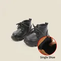 Stivaletti Martin classici in pelle nera per bambini, versione non foderata per autunno - Nero (Semplice)