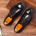 Zapatos de negocios clásicos de cuero real negro para hombre con suela gruesa formal - 38 / Negro