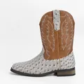 Bottes de cowboy western pour hommes avec bout carré et finition texturée imprimé autruche - 40 / Style Gaufrage d'Autruche Blanc (8853) / Blanc