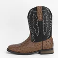 Bottes de cow-boy occidentales à bout carré pour hommes avec texture d'autruche et broderie - 40 / Style Gaufrage d'Autruche Marron (8851) / Marron